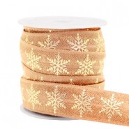 Elastisches Band 15mm snowflake Camel brown